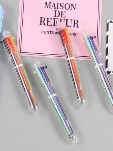 ปากกาลูกลื่น 6 สี ด้ามใส