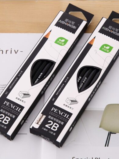 ดินสอไม้ 2B กล่องขาว บรรจุ 12 แท่ง สำหรับเขียนหนังสือและวาดภาพ